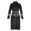 TWOTWINSTYLE PU Leather Lapel Collar Long Sleeve High Waist Trench Coats Female 2020
