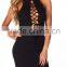 2016 Fashion Hollow Out With See Through Off The Shoulder Sleeveless Sexy Bandage Dress