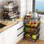 In Stock Foldable 2 Tiers to 6 Tiers Stack Vegetable Fruit Wire Rolling Cart Kids Toy Storage Basket
