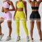 3 Pcs Sports Shorts Sets Backless Halter Yoga Crop Tops Custom Scrunch Butt Lift Leggings