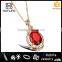 wholesale fashion jewelry 18k gold plated glass stone pendant with ruby