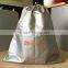 silver polyester drawstring bag for storage