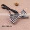 Black / White Checkerboard Print Leather Bowtie Bow Tie