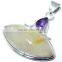 Sterling Silver GOLDEN RUTILE & AMETHYST Pendant, Semiprecious Pendant K5150, ring