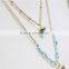 Newest Elegant Multi Layered Turquoise Natural Stone Arrowhead & Horn Pendant Necklace 2016 Fashion Necklace Wholesale