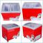 182L small store supermarket freezer 2 baskets curved single glass door chest deep freezer