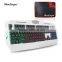 OEM white USB wired led keyboard with rainbow backlit as gift