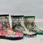 ladies sexi high-mid-end rubber rain boots with flower printing