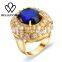 2016 Rellecona sapphire ring micro cubic ziroconia in 18k yellow gold plated