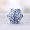 X197 925 Sterling Silver Flower Of Life Charms With Blue Crystal