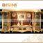 Luxury French Rococo Living Room Furnitur TV Cabinet Set/ Retro Vivid Hand Carved Solid Wood TV Cabinet & Display Cabinet