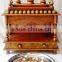 Hand Painted Copper Finish Wooden Temple With 2 Drawers