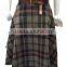 Womens Woolen Vintage Flared A-line Plaid Skirts With Belt