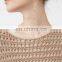 Thick knit short sleeve o neck women sweater