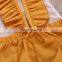 Cute baby girl khaki cotton flounce jumpsuit romper for baby girls