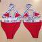 2016 brand print letter sey women bikini set retro bandage swimsuit fashion printting letter halter top swimwear bathing suit