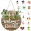 Welcome Front Door Round Wood Sign Hanging Welcome Sign for Decorations for Christmas, Thanksgiving, Halloween, Easter Outdoor W