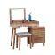 Drawer storage classic dressing table bedroom furniture with mirror and stool