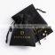 PandaSew Custom Logo Luxury Black Suede Velvet Package Drawstring Jewelry Pouch Bag