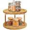 2-Tier Bamboo Lazy Susan Turntable Kitchen Spice Rack Organizer Makeup Organizer