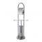 Silver stainless steel round design standing toilet brush rack and  toilet tissue holder