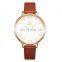 SHENGKE  Simple Style Wristwatch Leather Strap Watch Waterproof 30 Meters Golden Gold Watches K0056L