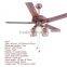 4 Lantern Lampshade Tropical Red Ceiling Fans