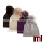 Cashmere Fur Pom Poms Beanie Fashion Winter Hat for Young Girls