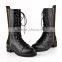 Lace up ankle boots women side zipper women winter shoes women black chunky flat boots leather combat boots