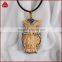 Imitation ox bone carved owl with zircon pendant bead, lovely antique gold plated owl pendant necklace animal jewelry