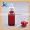 glass transprant red bottle 30ml for essential oil e juice e liquid