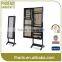 Floor standing black jewelry armoire with full mirror