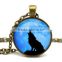 Howling Wolf with Real Full Moon--DIY special antique bronze 2.5cm round,18inch chain art photo glass dome pendant necklace