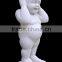 Naked Baby Kid Statue White Marble Stone Hand Carved Sculpture for Home Garden