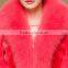 Women's Natural Mink Fur Coat with Fox Fur Collar