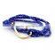 Fashion popular nautical navy style fish hook leather braided bracelet for men