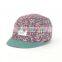 print 5 panel caps with woven label