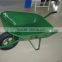 popular model green color wheel barrow with big tray double wheels