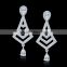 2016 Alibaba rhombus pendant earring white gold plated party earring inlaid pure white cubic zirconia