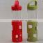 550ml borosilicate glass bottle water bottle drink bottle with silicone lid and sleeve N6396