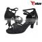 Cheap price High quality satin Latin salsa Ballet ballroom dance shoes black color flat heel girl dance shoes