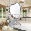 Plastic double sides heart-shaped 2x magniying cosmetic mirror high quality free standing desktop mirror