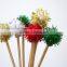 pompon decorative glitter floral cocktail picks