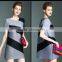 Online shop women twill printed O neck pleated dresses