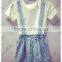 girls Washed eyelet viscose fabric Child Clothing overalls Blue fashion eyelet Factory