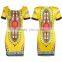 Walson Women Traditional African Print Fitted Dashiki Bodycon Short Sleeve Dress