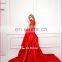 NN07 2015 Latest Real Sample Unique Detachable Red Lace Train Prom Dress