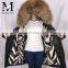 New Design Style Parka With Big Raccoon Fur Collar Colorful Mink Fur Jacket