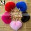 Fashion Hot Custom Heart Shape Mink Fur Accessory Pink Fur Keychain