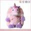 Custom stuffed unicorn backpack toy plush unicorn school bag